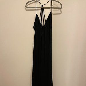Lulu's Black Floor-length Cut-out Dress Sz M